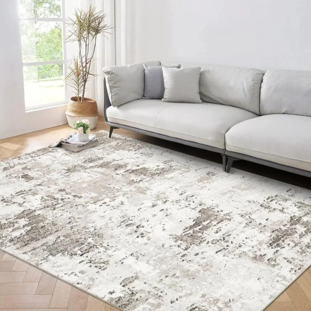 New 8x10 Washable Modern Abstract Rug Ultra Soft Faux Wool, Non-Slip Accent Rug
